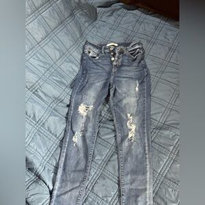 KanCan High Rise Distressed Jeans in Blue